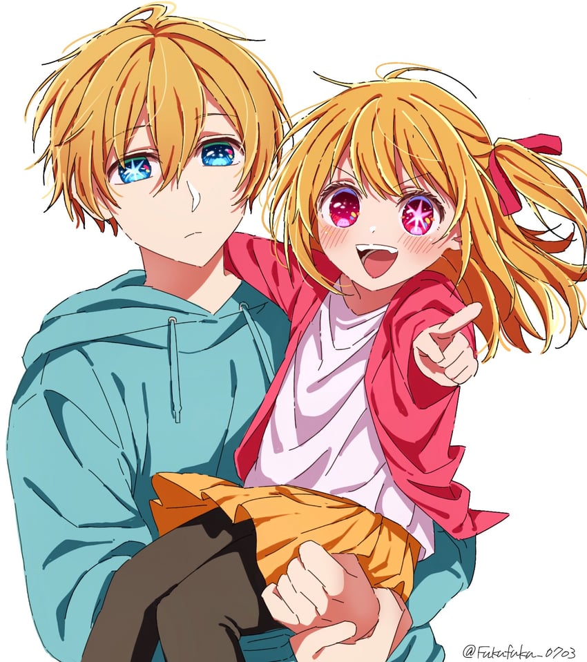 hoshino ruby and hoshino aquamarine (oshi no ko) drawn by fuku_(fukufuku_0703)