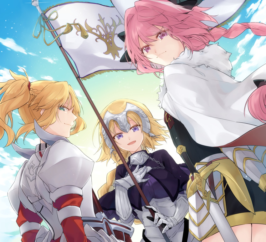 jeanne d'arc, astolfo, and mordred (fate and 1 more) drawn by kan'yu_(citron_82)