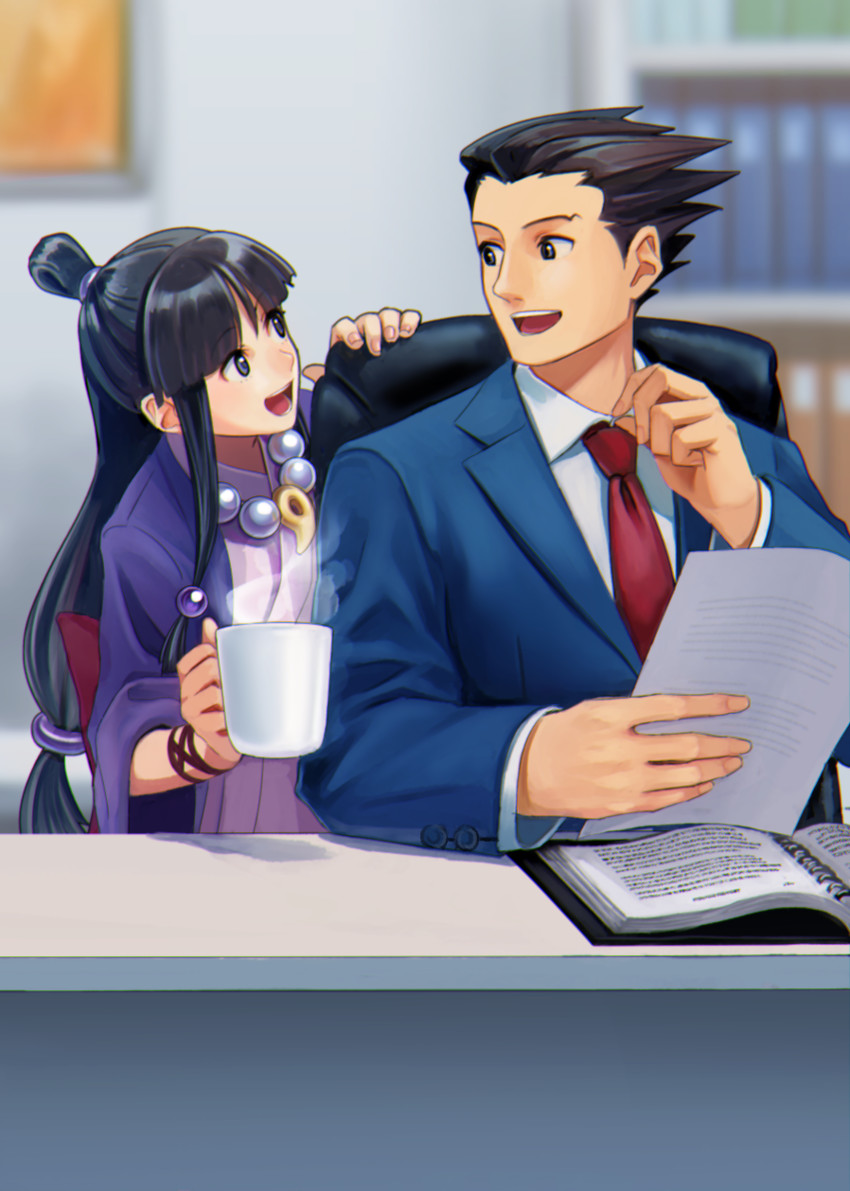 phoenix wright and maya fey (ace attorney) drawn by nashigaya_koyomi