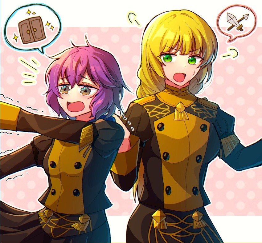 bernadetta von varley and ingrid brandl galatea (fire emblem and 1 more) drawn by hzk_(ice17moon)