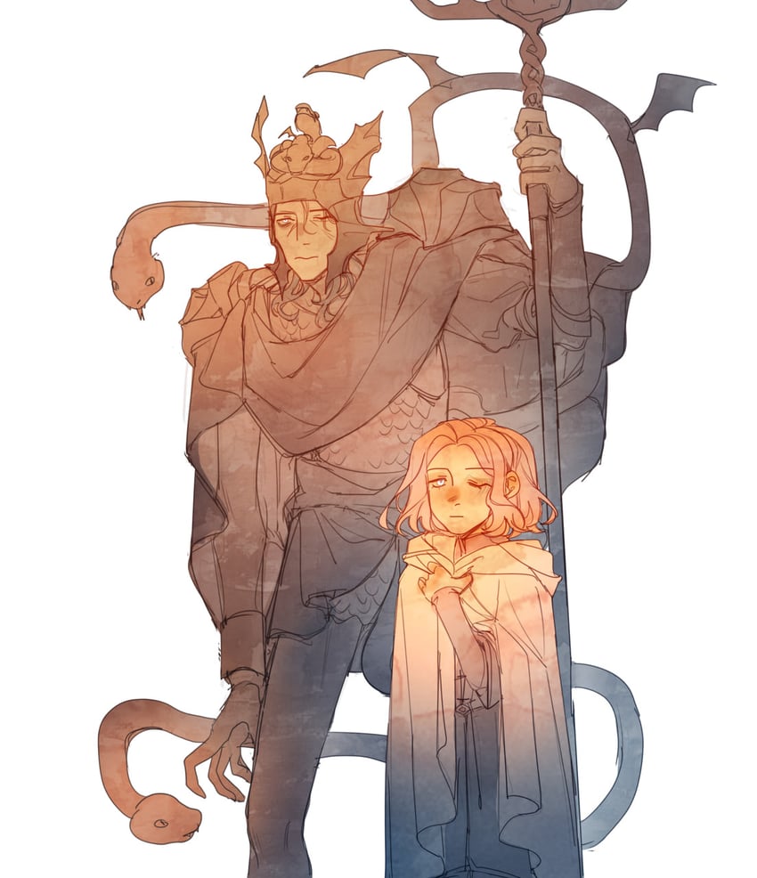 melina and messmer the impaler (elden ring and 1 more) drawn by fasow1lu