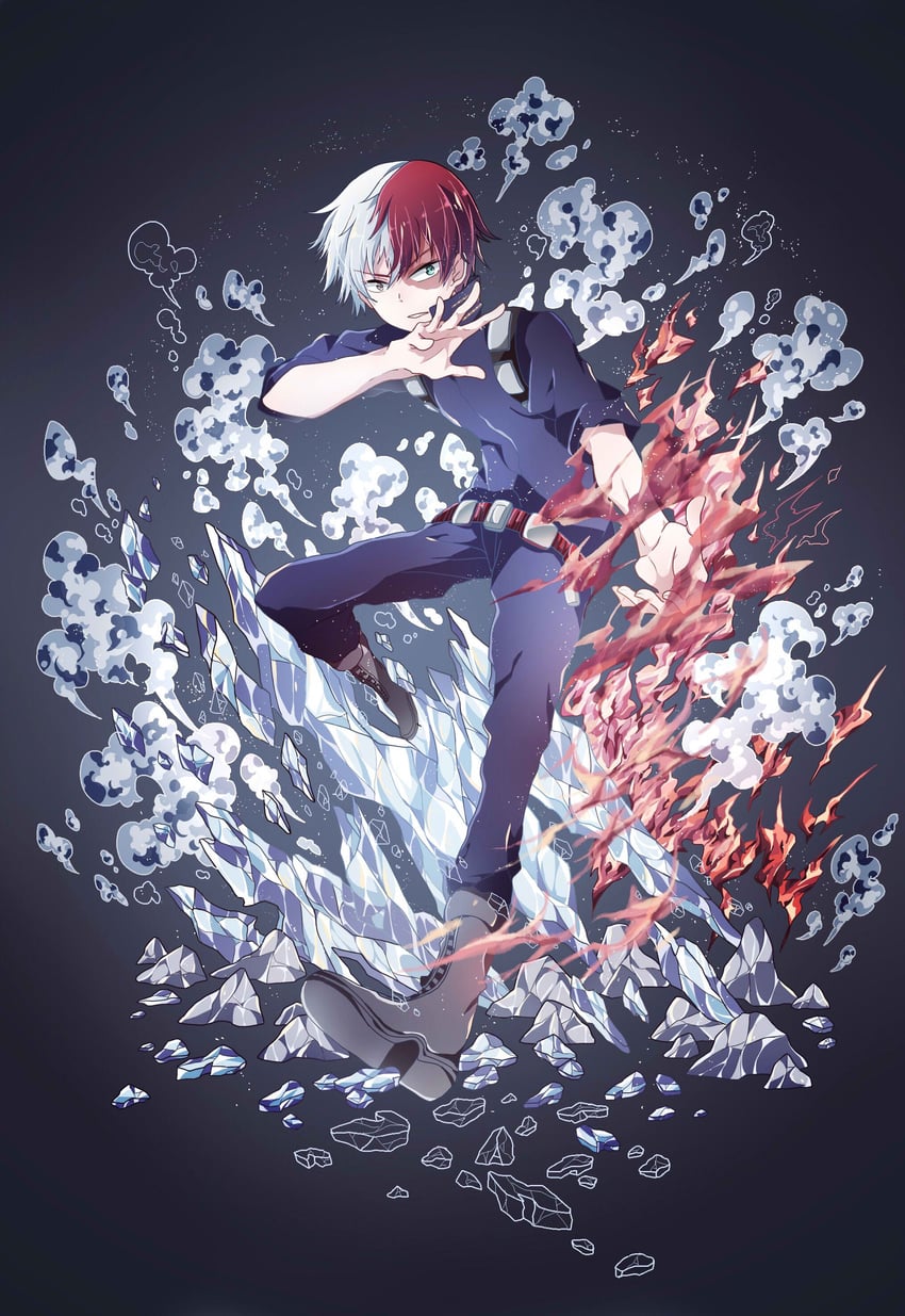 todoroki shoto (boku no hero academia) drawn by azure-aoi-