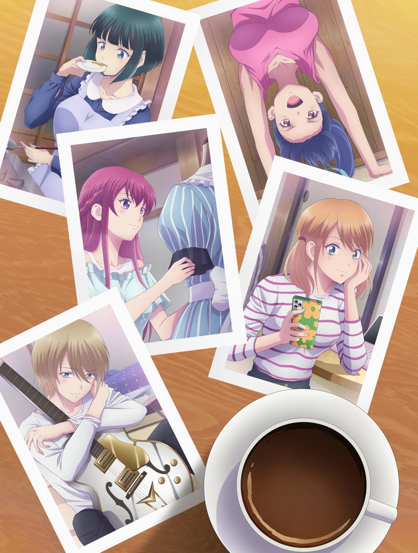 hououji akane, tsukishima riho, makuzawa ouka, ono shiragiku, and tsuruga ami (megami no cafe terrace)