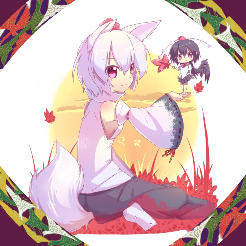 shameimaru aya and inubashiri momiji (touhou) drawn by nyori