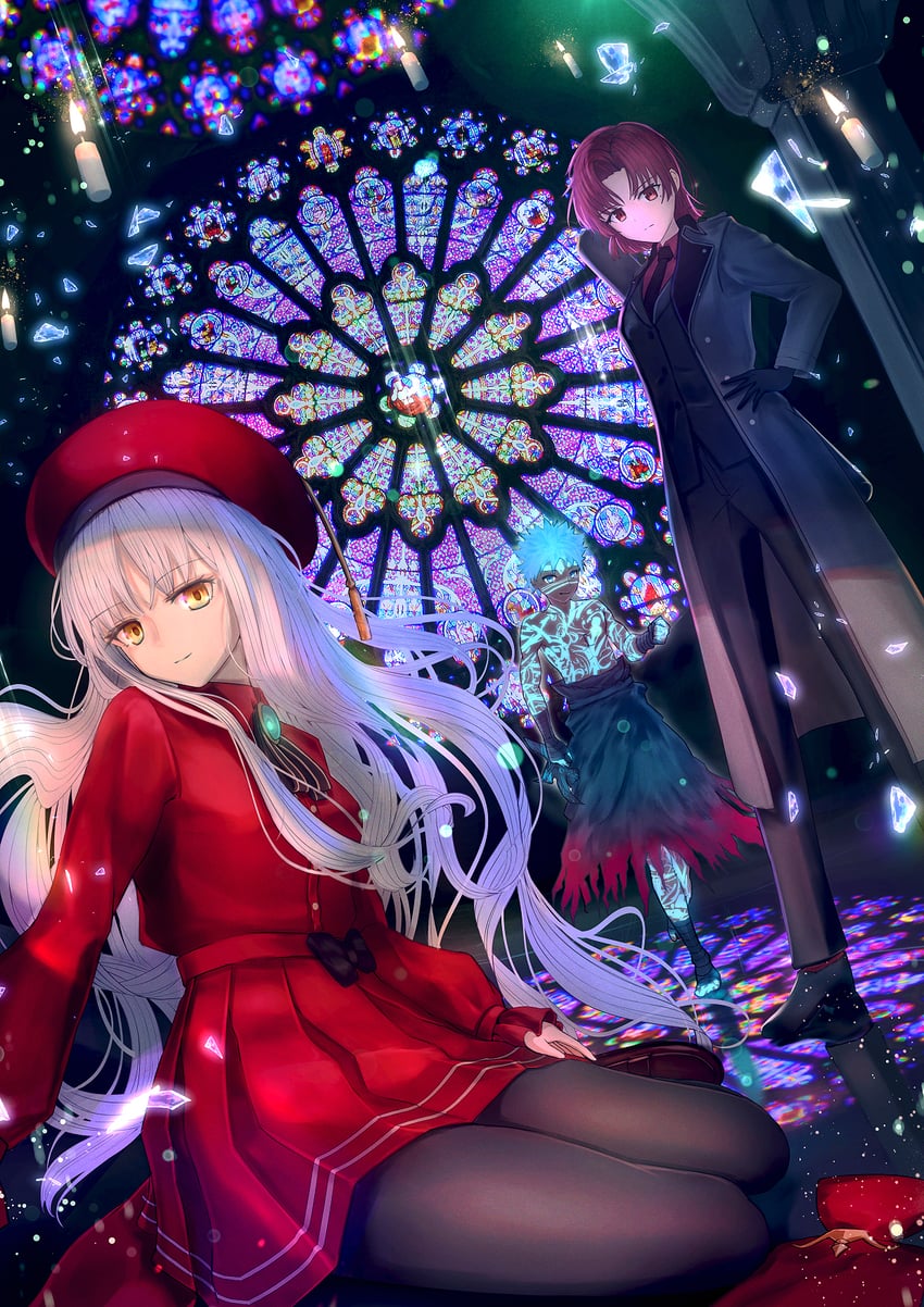 caren hortensia, bazett fraga mcremitz, angra mainyu, and manannan mac lir (fate and 2 more) drawn by aomaru_(shta-chu-jisuiai)