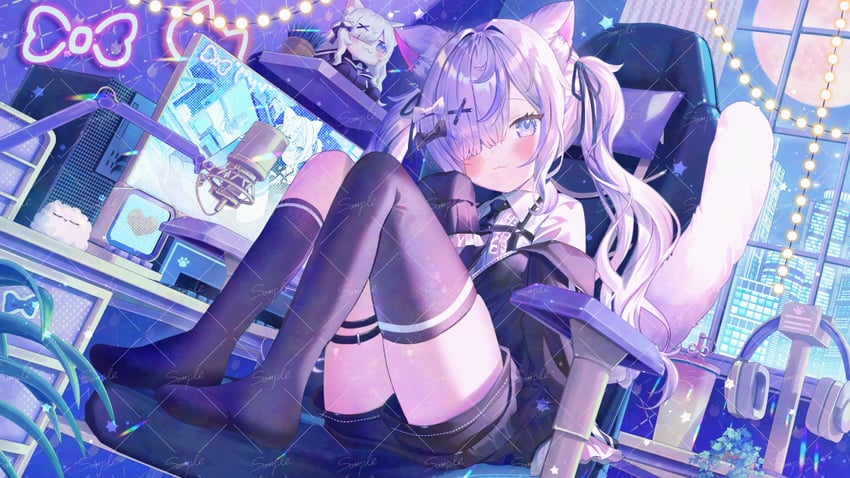 neko mofuru (indie virtual youtuber) drawn by ikari_(aor3507)