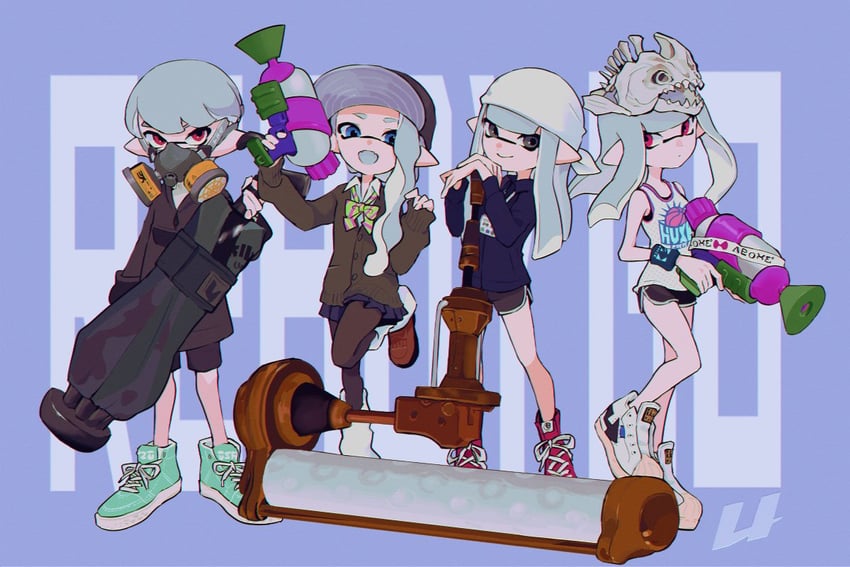 inkling player character, inkling girl, and inkling boy (splatoon) drawn by imaikuy0