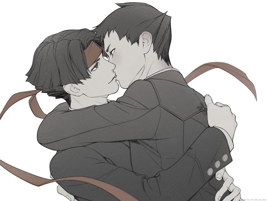 ryunosuke naruhodo and kazuma asogi (ace attorney and 1 more) drawn by kune_akiro