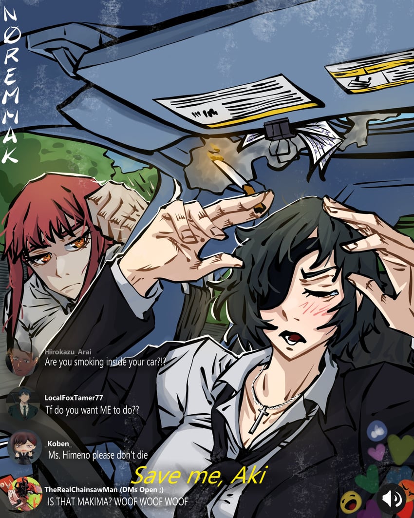makima, denji, higashiyama kobeni, hayakawa aki, himeno, and 1 more (chainsaw man) drawn by normak
