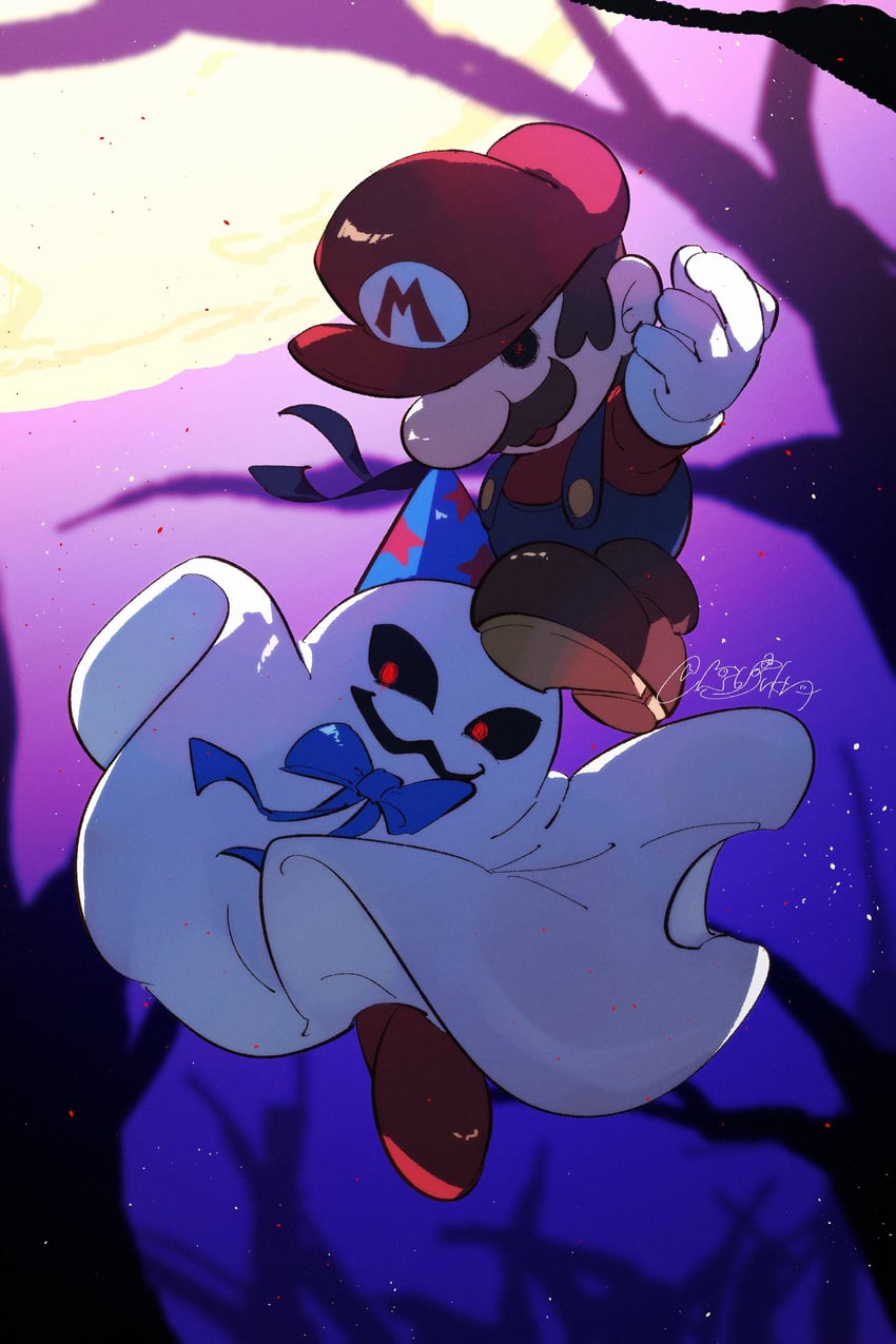 mario, paper mario, and doopliss (mario and 2 more) drawn by hanaon