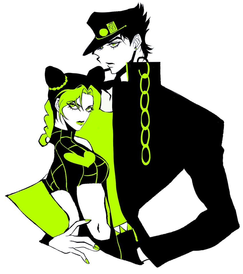kujo jotaro and kujo jolyne (jojo no kimyou na bouken and 2 more) drawn by clamchowder55