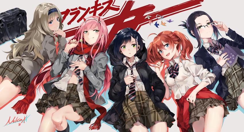 zero two, ichigo, kokoro, miku, and ikuno (darling in the franxx) drawn by neko_(yanshoujie)