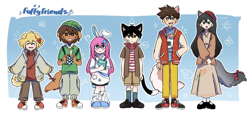 sunny, basil, aubrey, kel, mari, and 1 more (omori) drawn by ni12345670