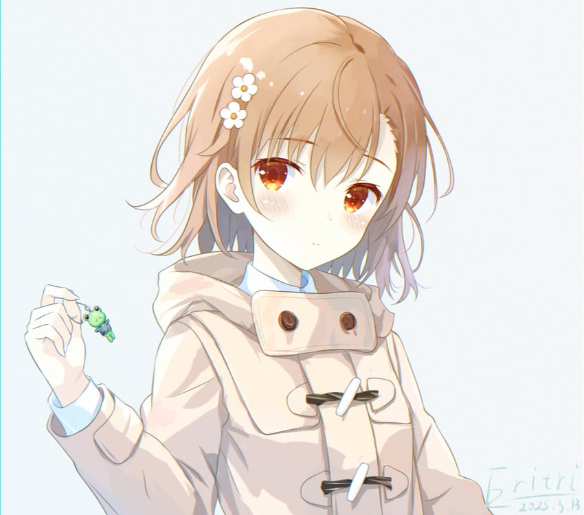 misaka mikoto and gekota (toaru majutsu no index and 1 more) drawn by eritri