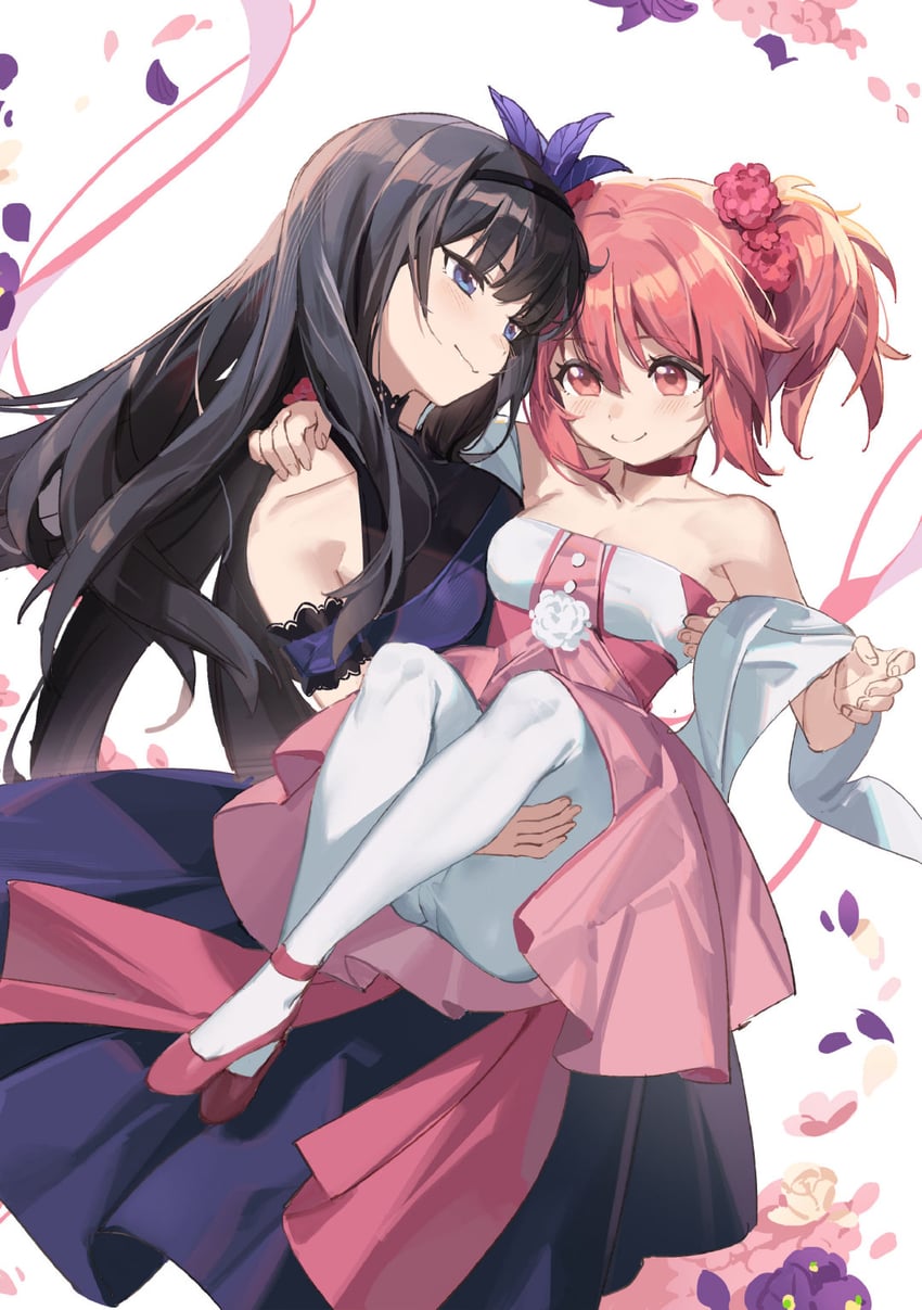 akemi homura and kaname madoka (mahou shoujo madoka magica) drawn by pg_(pgouwoderen)