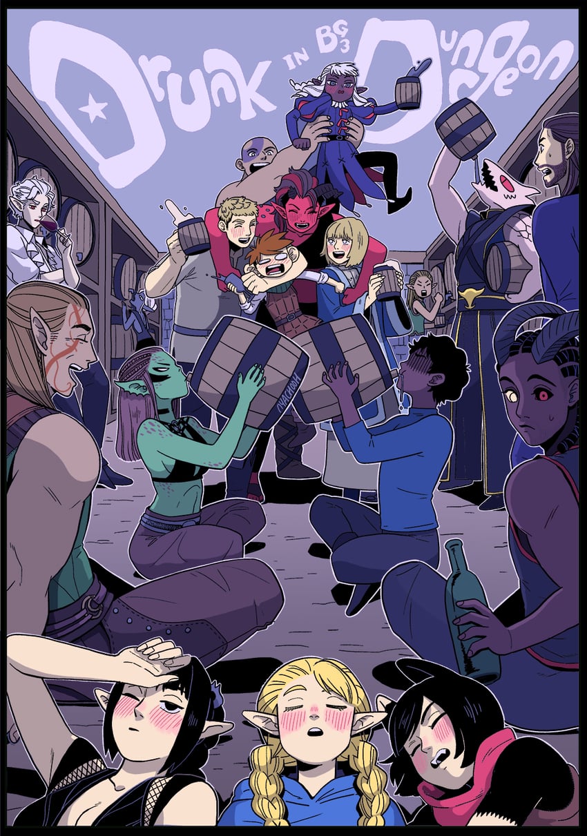 marcille donato, falin touden, laios touden, senshi, kabru, and 9 more (dungeon meshi and 3 more) drawn by nyachooh