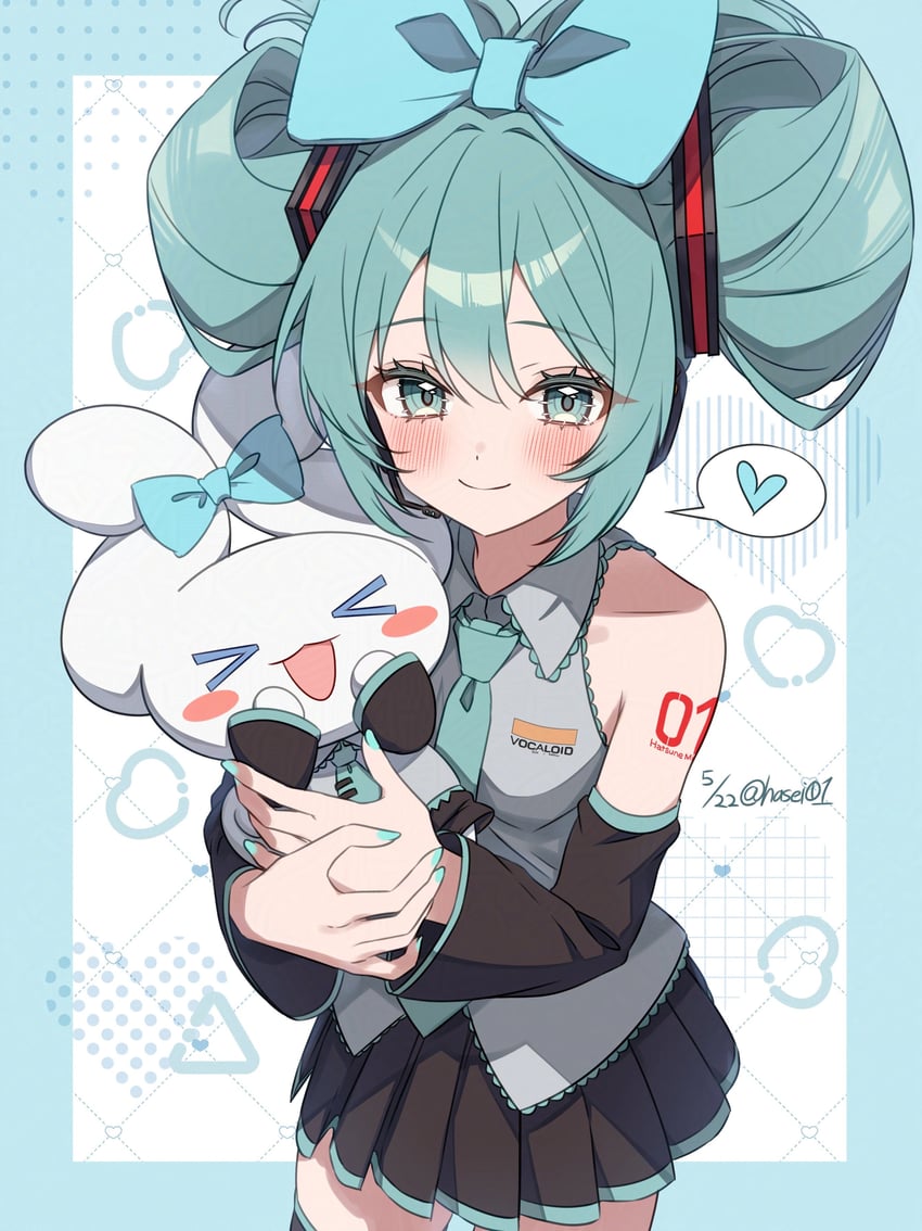 hatsune miku, cinnamoroll, and cinnamiku (vocaloid and 2 more) drawn by hasei_(hasei01)