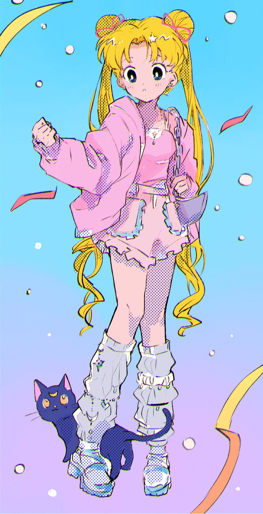 tsukino usagi and luna (bishoujo senshi sailor moon) drawn by hano_luno