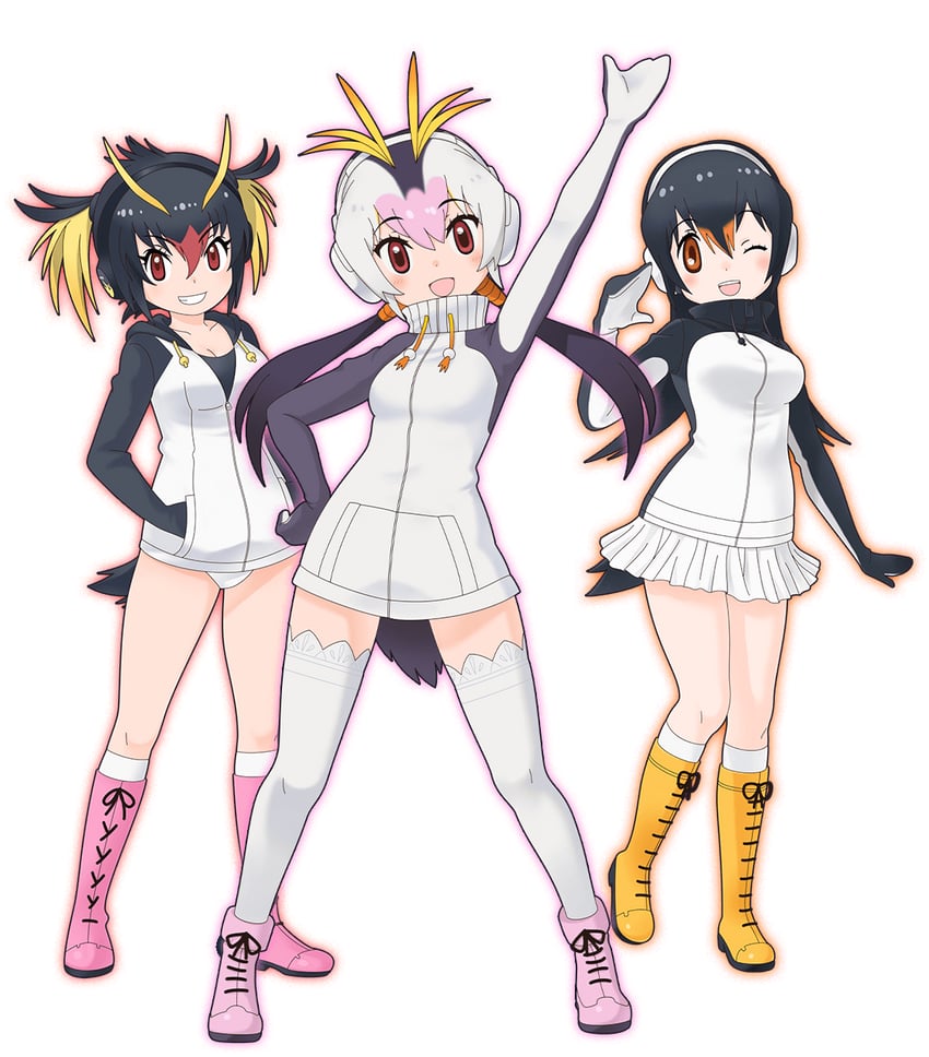 royal penguin, rockhopper penguin, and gentoo penguin (kemono friends and 1 more)