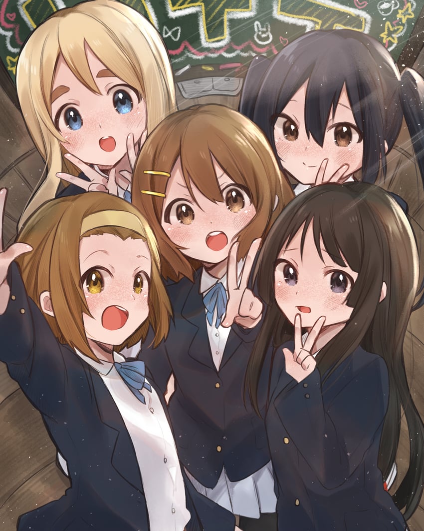 akiyama mio, nakano azusa, hirasawa yui, tainaka ritsu, and kotobuki tsumugi (k-on!) drawn by draw_happy_set