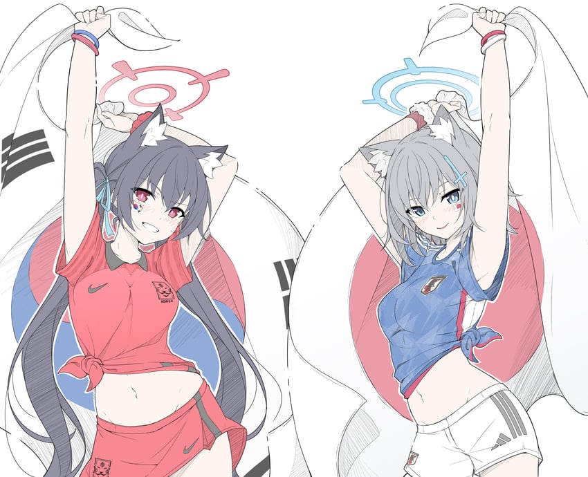 shiroko and serika (blue archive and 2 more) drawn by t1kosewad