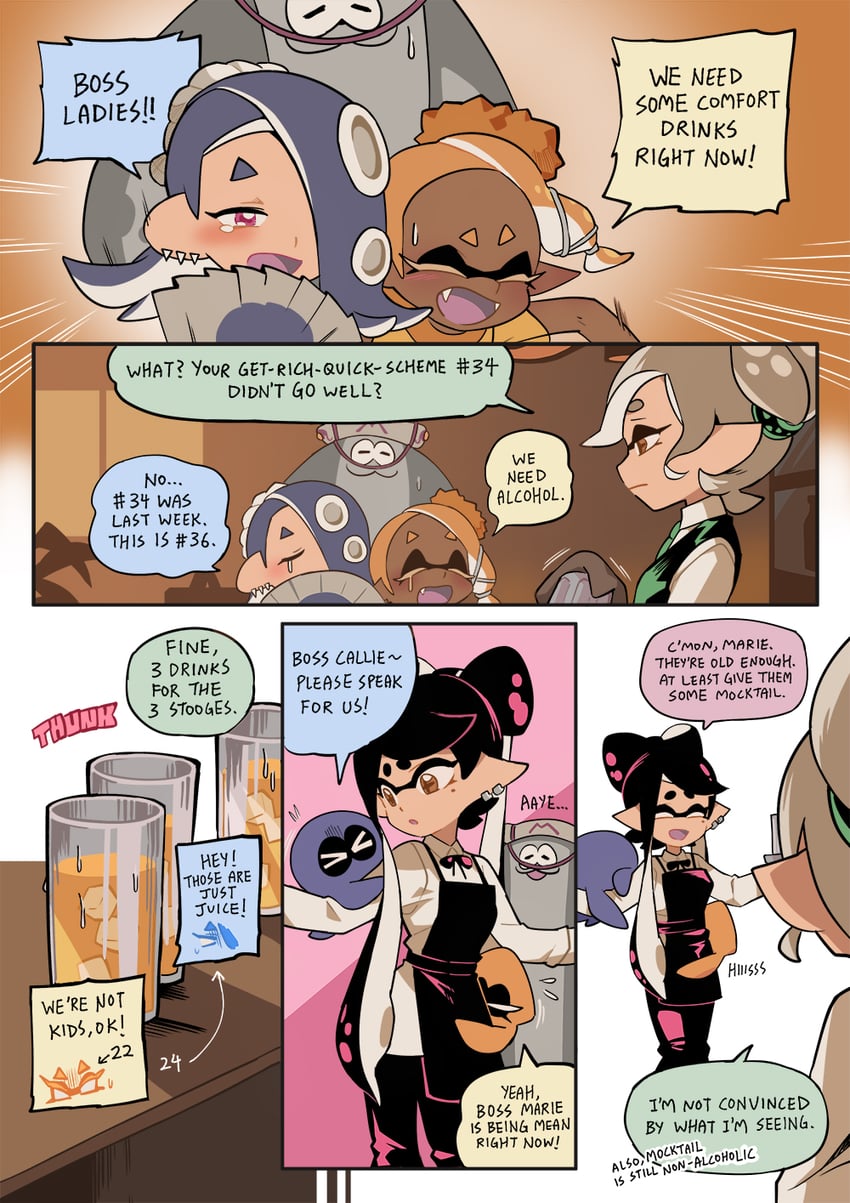 callie, marie, shiver, frye, and big man (splatoon and 1 more) drawn by gomipomi