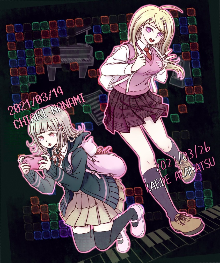 nanami chiaki and akamatsu kaede (danganronpa and 4 more) drawn by ruu_nagase