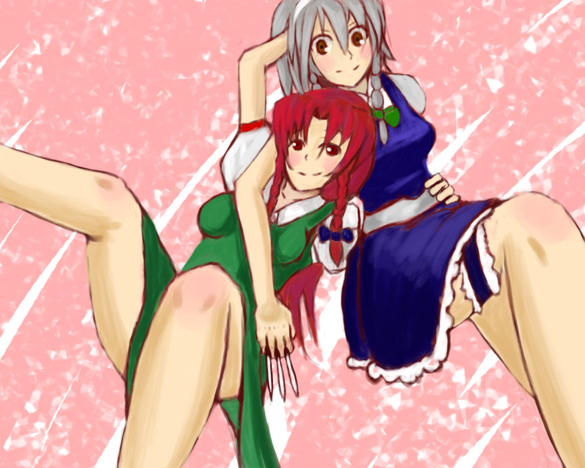izayoi sakuya and hong meiling (touhou) drawn by usotsuki_(eroringo)