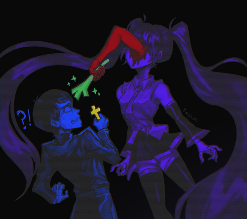 hatsune miku and john ward (vocaloid and 1 more) drawn by reykun