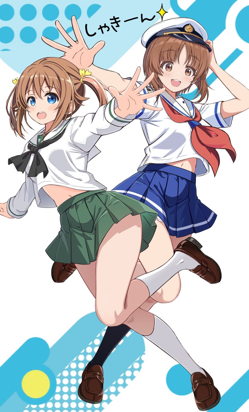 nishizumi miho and misaki akeno (girls und panzer and 1 more) drawn by zaofeng