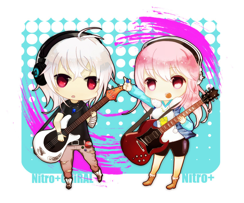 super sonico and naitou-kun (nitroplus and 1 more) drawn by matari