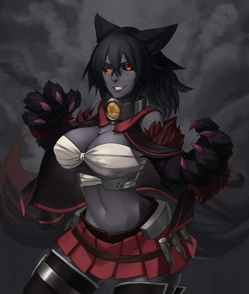 musashi and hellhound (kantai collection and 1 more) drawn by less