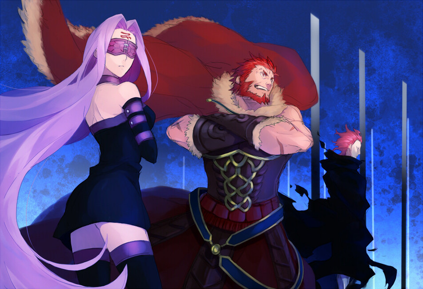 medusa, iskandar, and perseus (fate and 3 more) drawn by nakahara_(mu_tation)