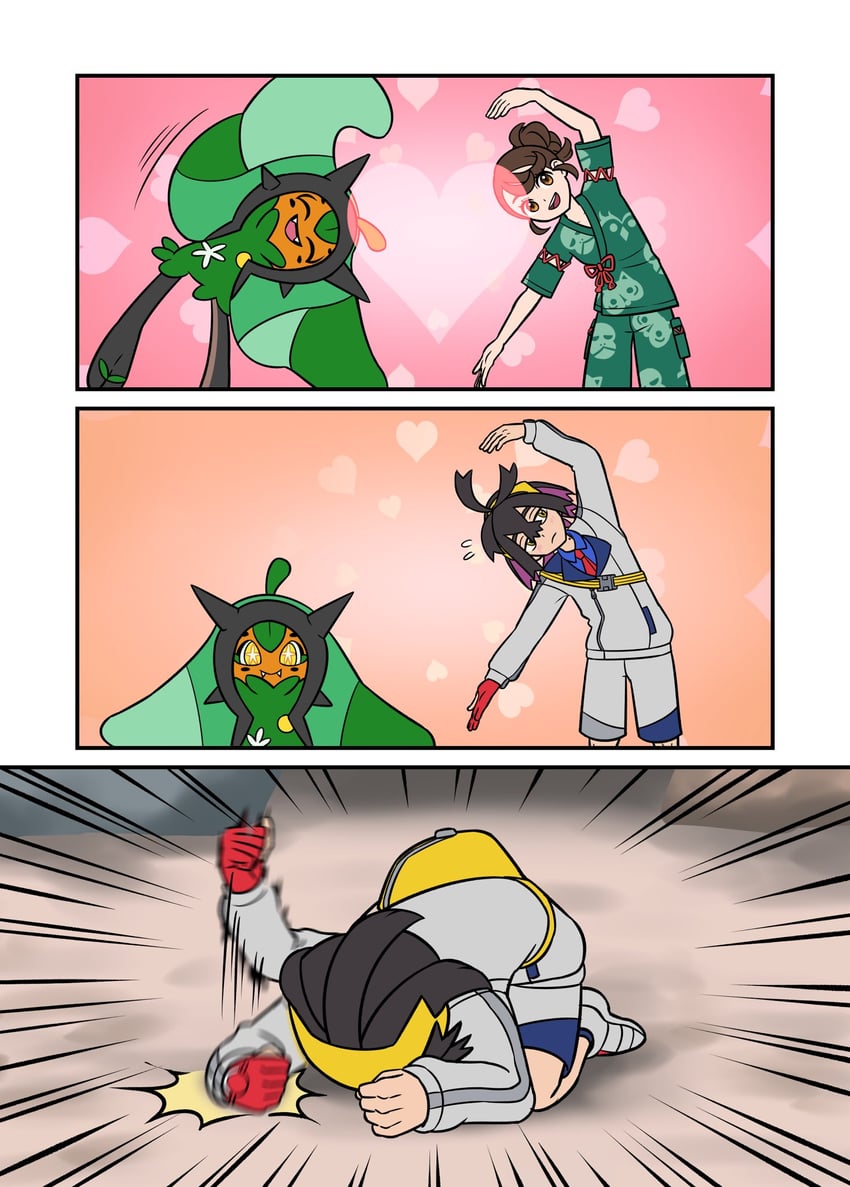 kieran, juliana, and ogerpon (pokemon and 1 more) drawn by jelicle_yasuda