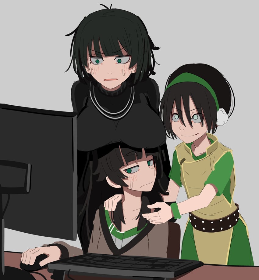 fubuki, toph beifong, and hiyajou maho (one-punch man and 4 more) drawn by kurokimoko
