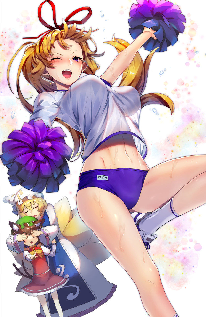 yakumo yukari, yakumo ran, and chen (touhou) drawn by scottie_(phantom2)