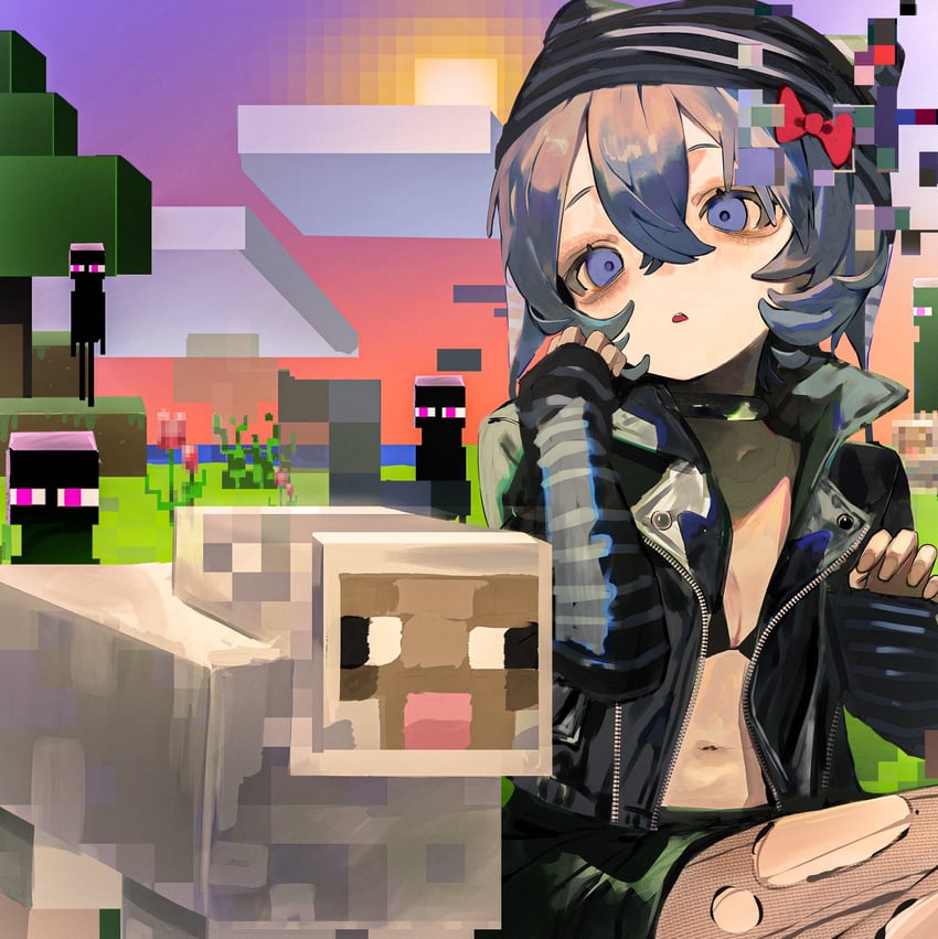 enderman and sheep (original and 1 more) drawn by kurehalxxx