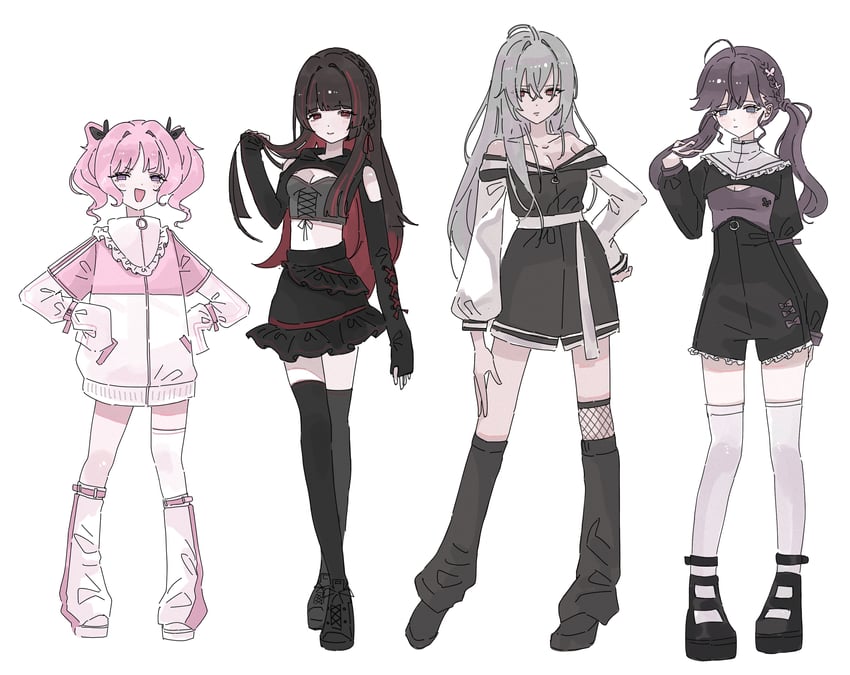 kaya rinha, aoi nadeshiko, shirakusa shion, and shirakusa gekka (idolmaster and 1 more) drawn by na_yaa0_0