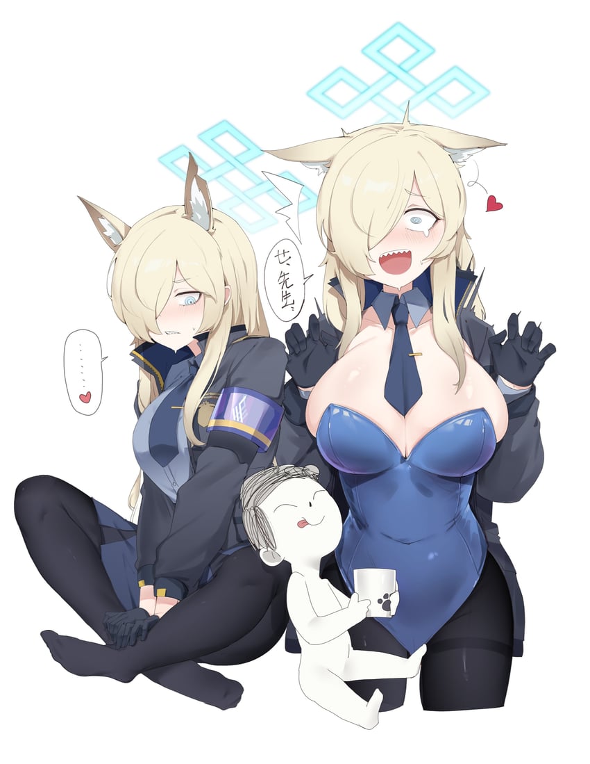 sensei, doodle sensei, and kanna (blue archive) drawn by gurenola