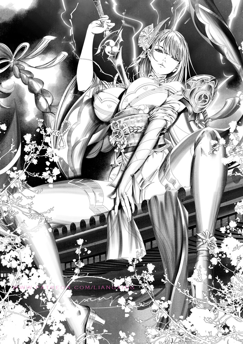 raiden shogun (genshin impact) drawn by liang_xing