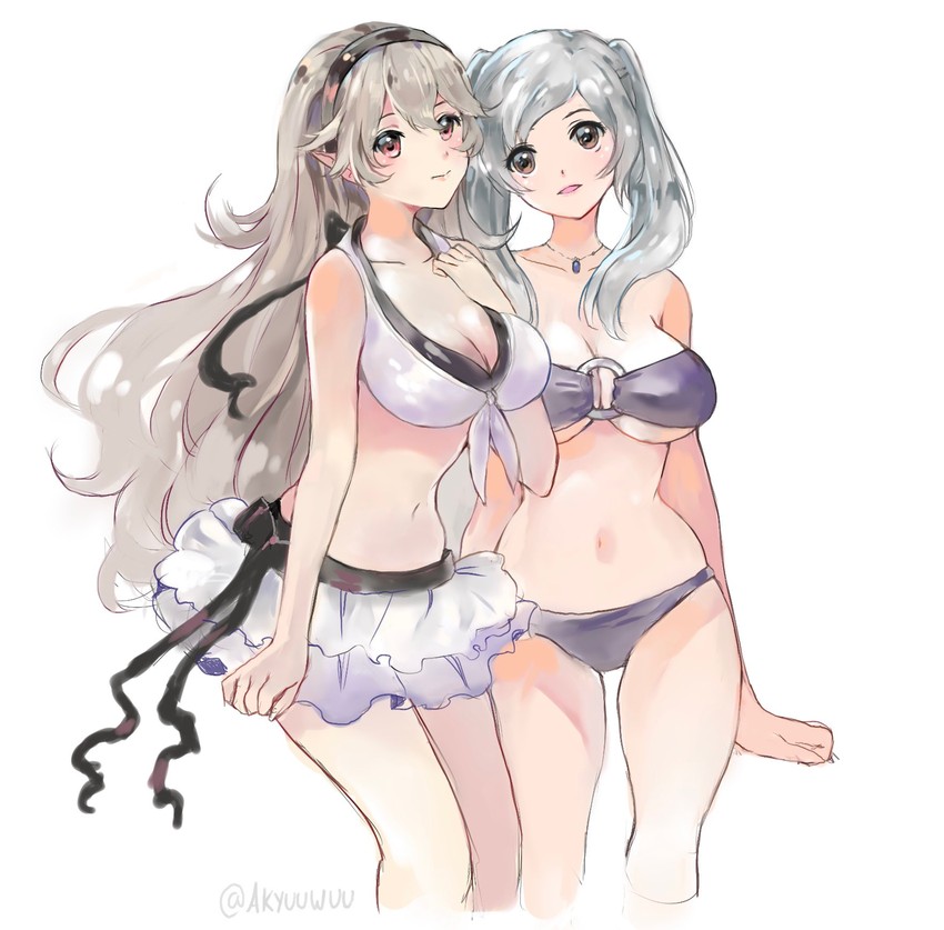 female corrin and female robin (fire emblem and 3 more) drawn by akyuuwuu