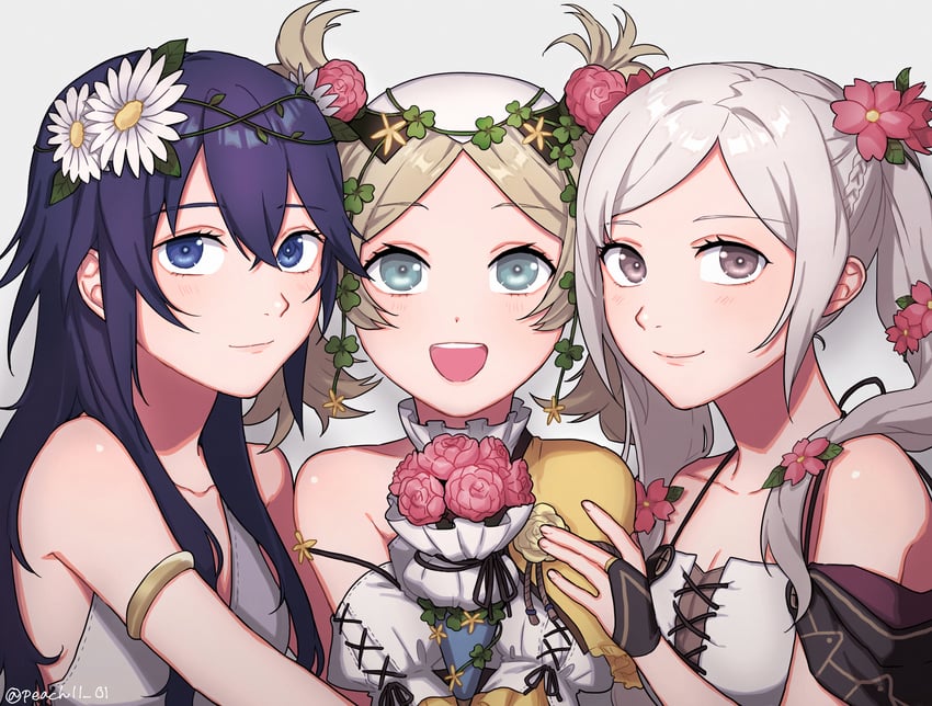 lucina, female robin, and lissa (fire emblem and 2 more) drawn by shamu_(peach11_01)