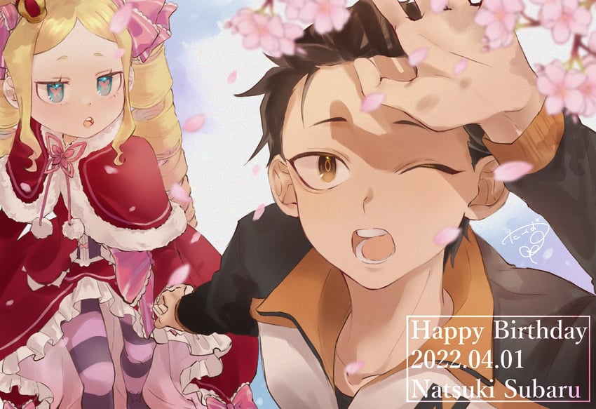 natsuki subaru and beatrice (re:zero kara hajimeru isekai seikatsu) drawn by fursk_taba