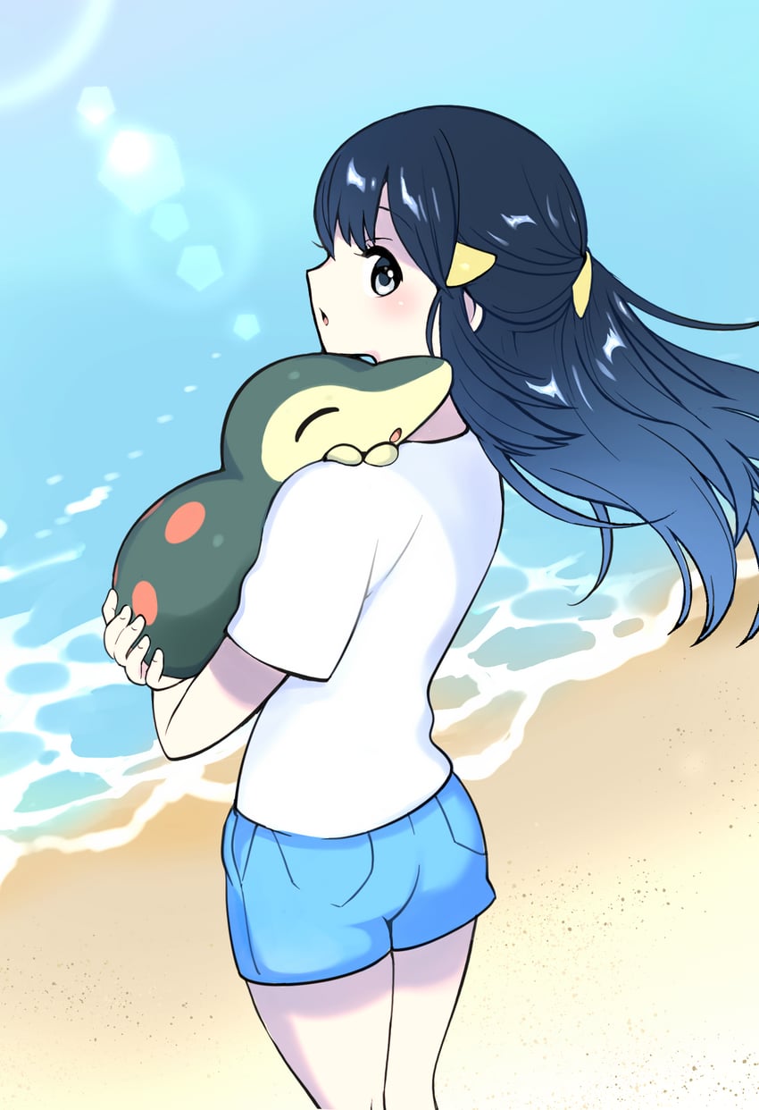 akari and cyndaquil (pokemon and 1 more) drawn by kaniku_(pixiv56606966)