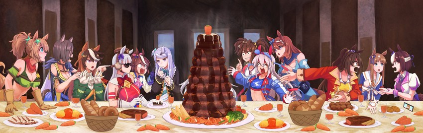 gold ship, mejiro mcqueen, tokai teio, silence suzuka, special week, and 9 more (umamusume and 1 more) drawn by big_milk_(a39119716)