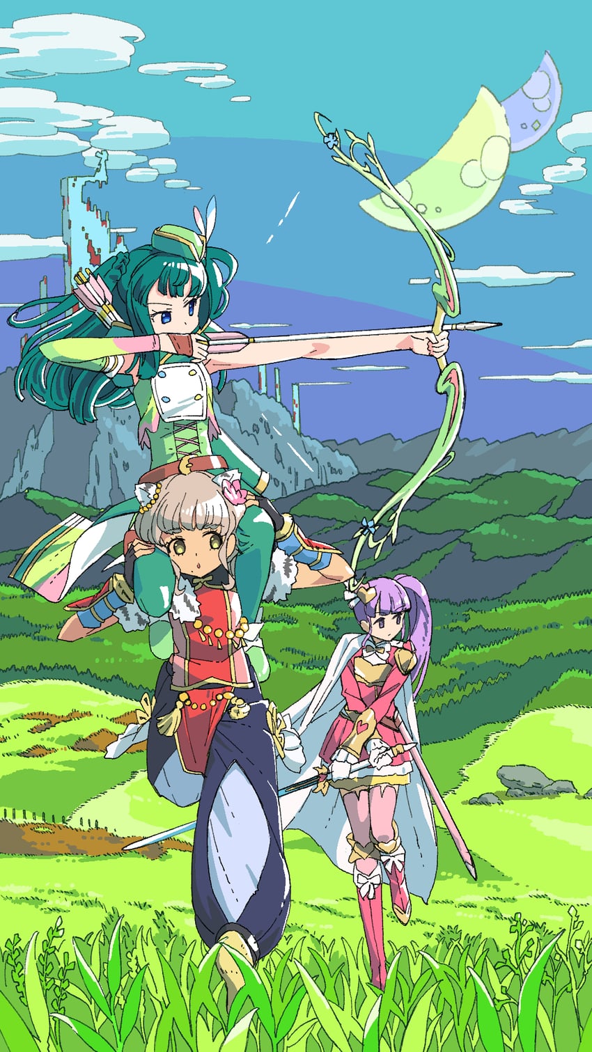 manaka non, tsukikawa chili, and taiyo pepper (pretty series and 1 more) drawn by masunikuru