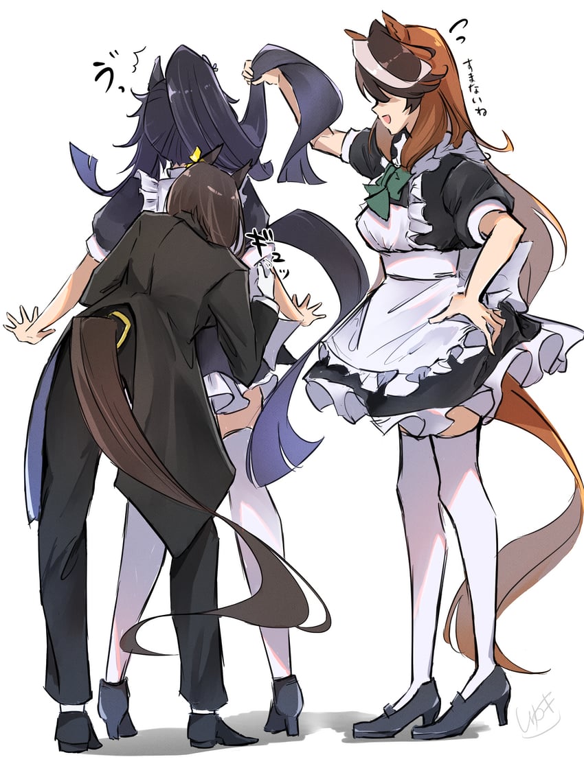 symboli rudolf, narita brian, and air groove (umamusume) drawn by naegi_happy
