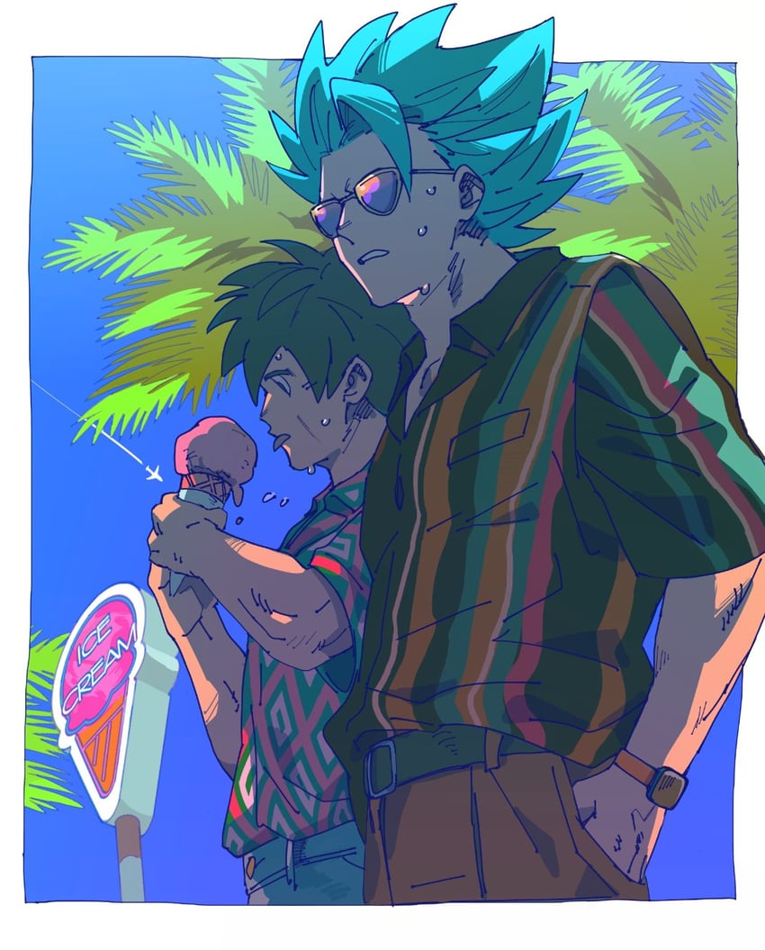 gogeta and broly (dragon ball and 2 more) drawn by tako_jirou