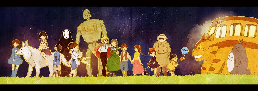 kiki, san, howl pendragon, jiji, ogino chihiro, and 14 more (studio ghibli and 9 more) drawn by kaka123