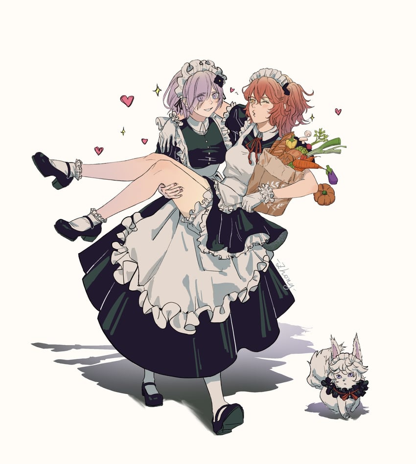 mash kyrielight, fujimaru ritsuka, and fou (fate and 1 more) drawn by bai_zhi_zhong